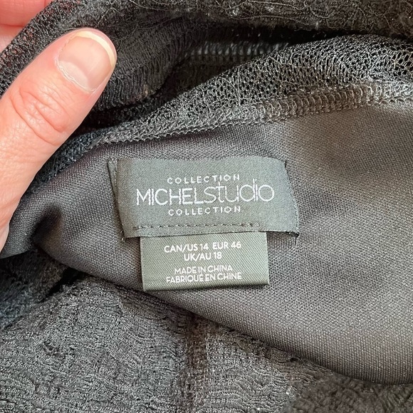 ADDITION ELLE - Michel Studio Plus Size 14 black stretch lace midi dress - Picture 3 of 12